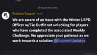 Rockstar Games is well aware of the issue regarding players not being able to claim the Winter LSPD officer outfit (Image via Discord/Rockstar Games)